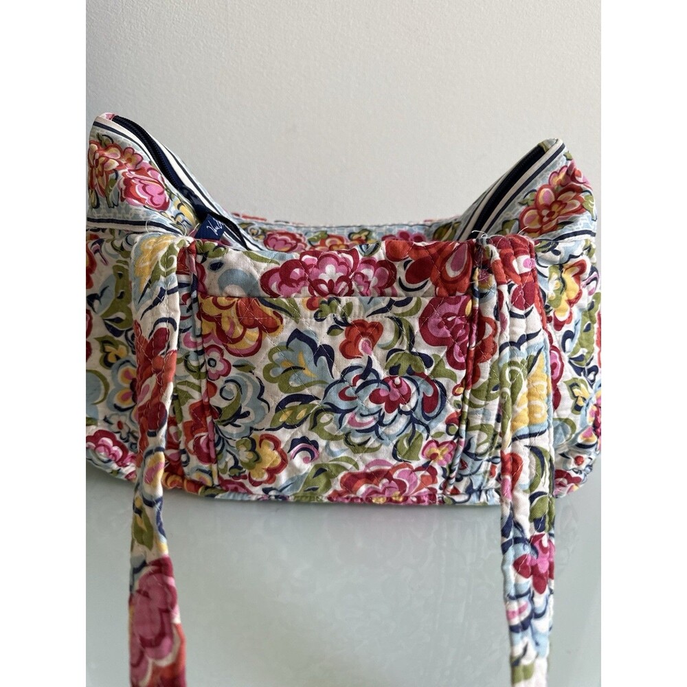 Vera Bradley Floral Quilted Cotton Shoulder Bag Multicolor Double Zip Pockets